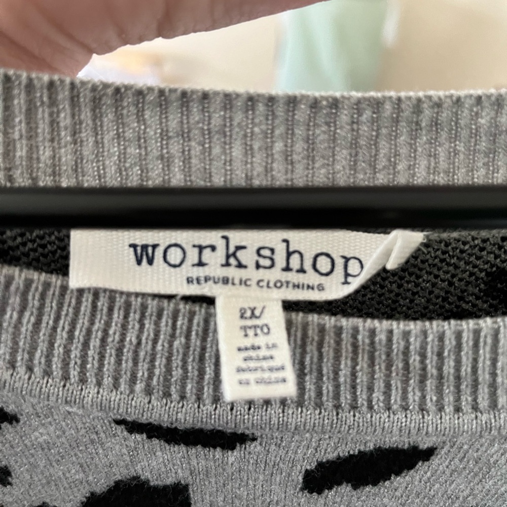 Workshop Republic Clothing Black and Gray Patterned Sweater - Picture 3 of 3